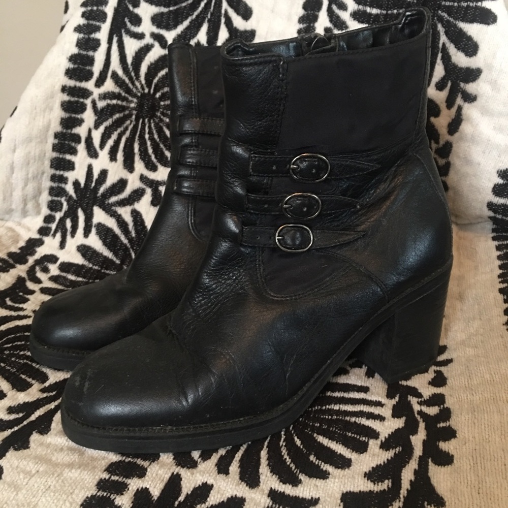 90s black leather motorcycle boots